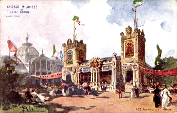 Artist PC Milano Milan Lombardia, Esposizione 1906, Chiosco Milanese, Luigi Donini