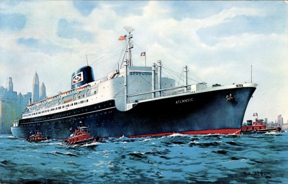 Kunstenaar Ak Hoertz, Frederick J., passagiersschip SS Atlantic, American Banner Lines