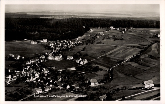 Postcard Hallwangen Dornstetten in the Black Forest Württemberg, aerial photograph