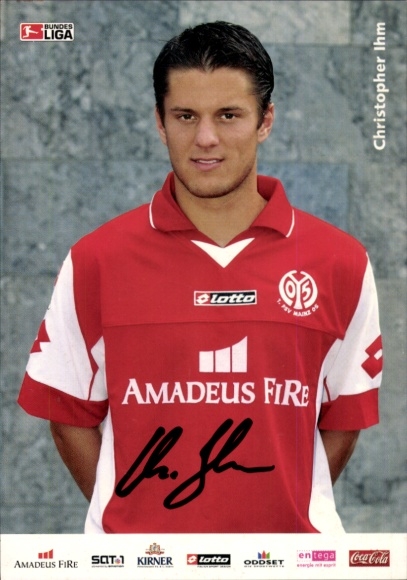 Autograph card footballer Christopher Ihm, 1. FSV Mainz 05, autograph