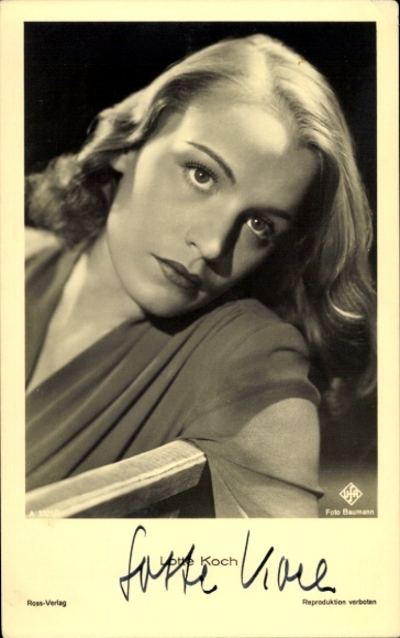 Postcard actress Lotte Koch, portrait, autograph