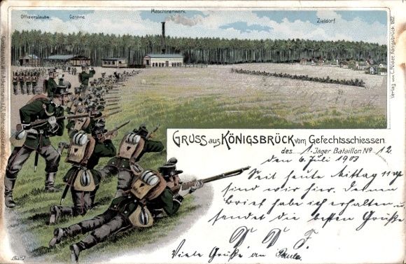 Chromo-Litho Königsbrück in Upper Lusatia, combat shooting
