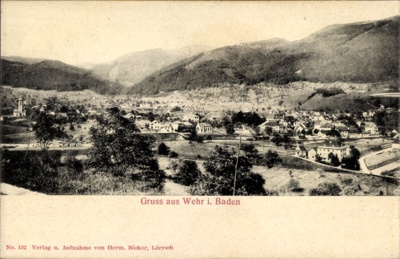 Postcard Wehr in Baden, Panorama