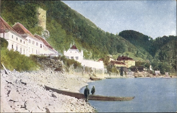 Postcard Sarmingstein St. Nikola Upper Austria, banks of the Danube