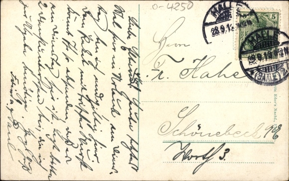 Postcard Eisleben, market, plan, palace square, Luther Gymnasium, St. Andreas Church