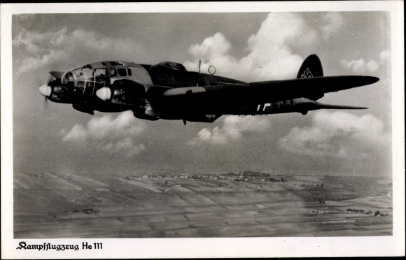 PC Heinkel He 111, German fighter aircraft in flight, Luftwaffe, Bomber, II. WW