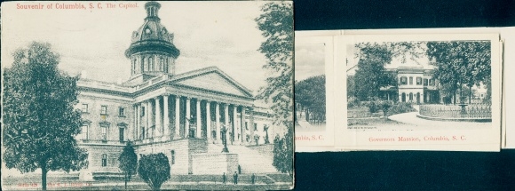 Leporello Ak Columbia South Carolina VS, het Capitool, Main Street, gouverneurshuis