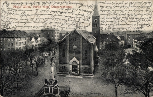 Ak Neu Ulm in Schwaben, Kriegerdenkmal, Kirche