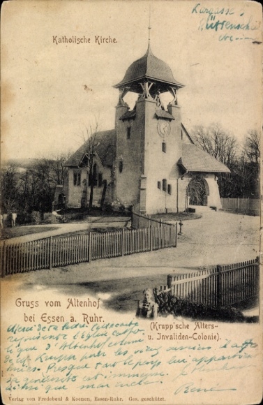 Postcard Altenhof Essen Ruhrgebiet, Catholic Church, Greetings from Altenhof, Told by the Krupp