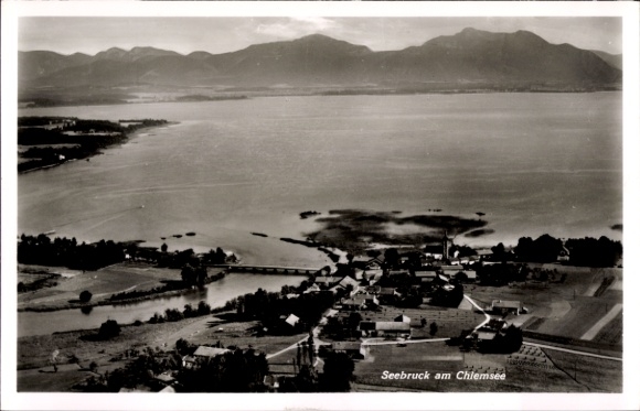 Postcard Seebruck am Chiemsee Upper Bavaria, aerial photograph