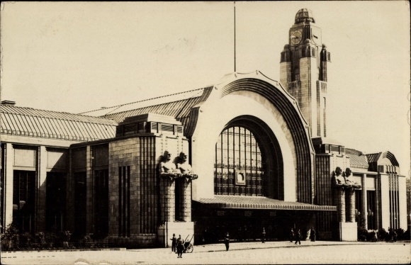 Postcard Helsinki Helsingfors Finland, Train Station