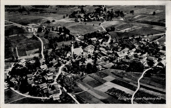 Postcard Königsdorf in Upper Bavaria, aerial photograph