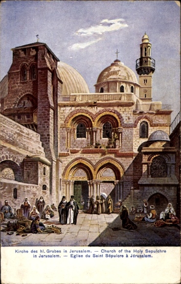 Artist Postcard Perlberg, F., Jerusalem Israel, Church of the Holy Sepulchre