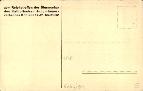 Postcard Reich Meeting of the Sturmschar of the Catholic Young Men's Association Koblenz 1932, campfire