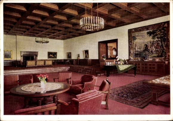 Ak Obersalzberg Berchtesgaden in Oberbayern, Berghof Wachenfeld, Große Halle