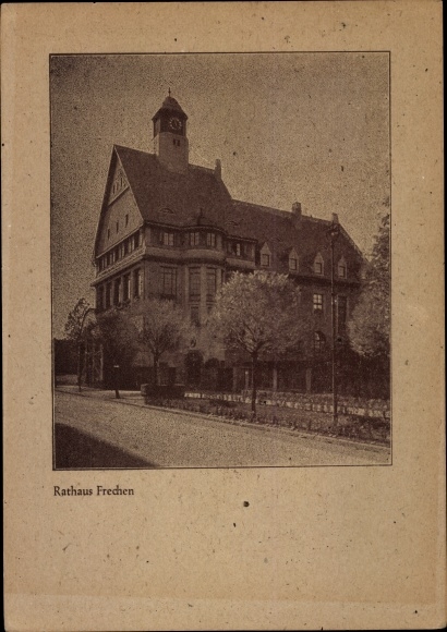 PC Frechen North Rhine-Westphalia, town hall, 1st stamp exhibition d. Philatelic Clubs, Coat of Arms