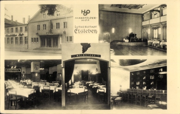 Postcard Lutherstadt Eisleben, Mansfelder Hof, Lutherstadt wine bar, interiors