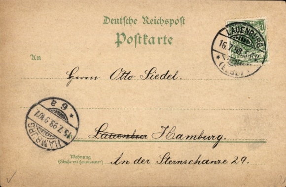 Chromo-Litho Lauenburg in Schleswig Holstein, Hotel Ratskeller, Amtsturm, river section