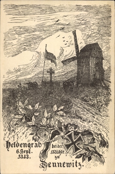 Artist PC Dennewitz Niedergörsdorf in Brandenburg, hero&#39;s grave at the mill 1813