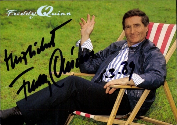 Postcard actor and singer Freddy Quinn, portrait, autograph