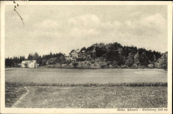 Ansichtkaart Reinhardtsdorf Bad Schandau Saksisch Zwitserland, Wolfsberg, Wolfsberg Hotel, landschap