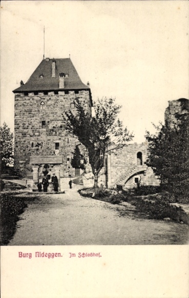 Postcard Nideggen in the Eifel, castle courtyard