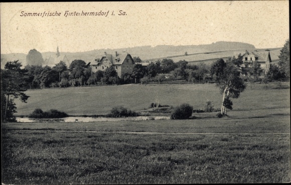 Postcard Hinterhermsdorf Sebnitz Saxony, view of the town