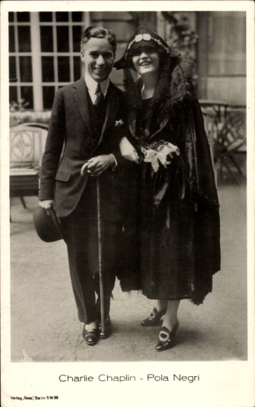 Postcard actors Charlie Chaplin and Pola Negri, portrait