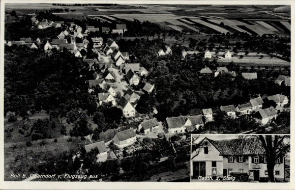 Postcard Boll Oberndorf am Neckar, aerial photograph, Gasthaus zum Stalg