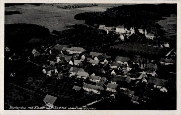 Postcard Bonlanden Filderstadt in Württemberg, aerial view of monastery, institute, houses