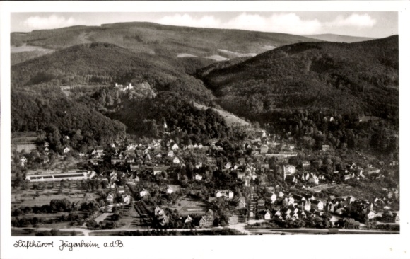 Ak Jugenheim an der Bergstraße Hessen, Luftaufnahme