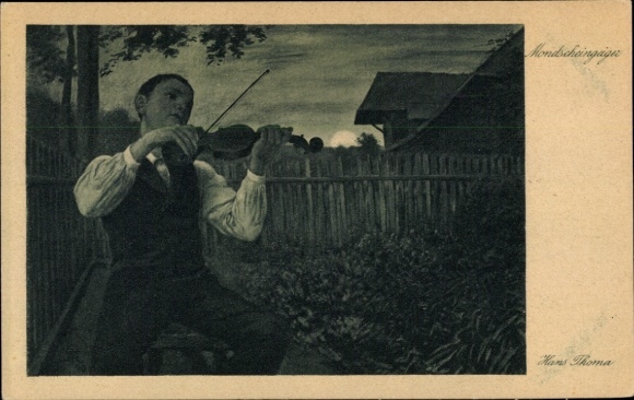 Artist Postcard Thoma, H., Moonlight Violins, Violin Player