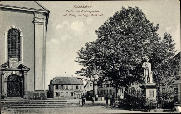 Ak Edenkoben an der Haardt Pfalz, Ludwigsplatz, König Ludwig Denkmal, historische Architektur