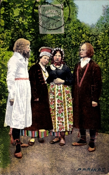 Postcard Estonia, folk costumes