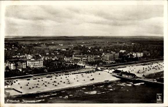 Postcard Ostseebad Zinnowitz on Usedom, panorama, aerial view