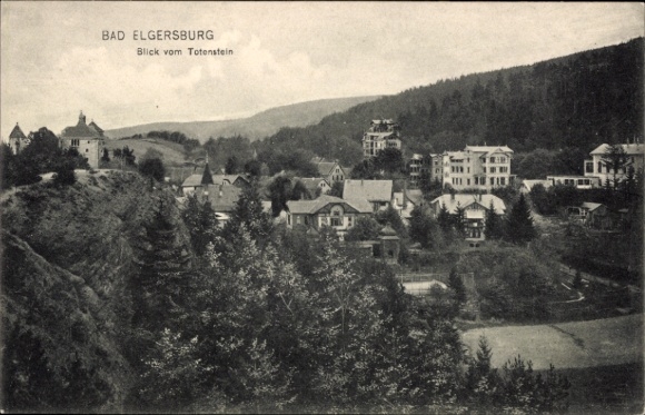 Postcard Elgersburg in Thuringia, view of Totenstein, houses, trees