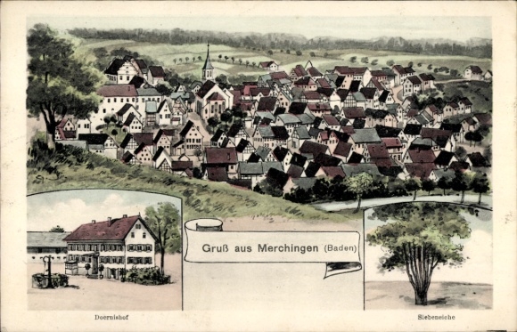Künstler Ak Merchingen Ravenstein in Baden, Siebeneiche, Doernishof, Totalansicht