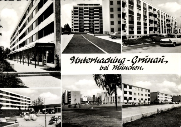 Ak Grünau Unterhaching in Opper-Beieren, nederzetting, flatgebouwen