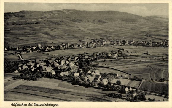 Postcard Aufkirchen near Wassertrüdingen Gerolfingen in Middle Franconia Bavaria, aerial photograph