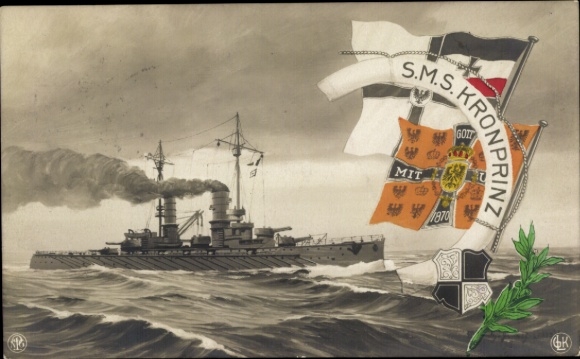Ak Deutsches Kriegsschiff, SMS Kronprinz, Großlinienschiff