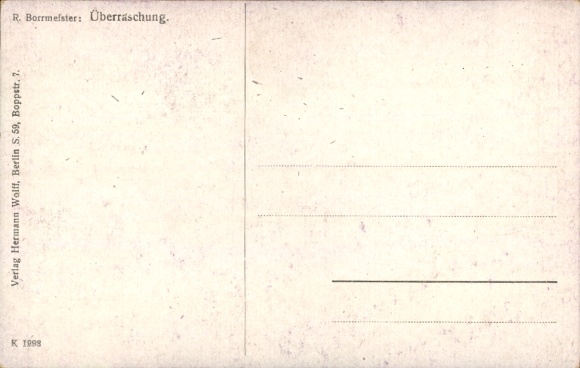Artist Postcard Borrmeister, R., Surprise, Man hidden in the garden, Visit