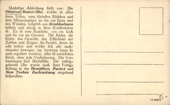 Postcard Strasburg in der Uckermark, art clock, Otto Wegener
