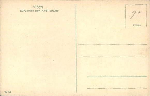 Postcard Poznań Posen, raising of the main guard