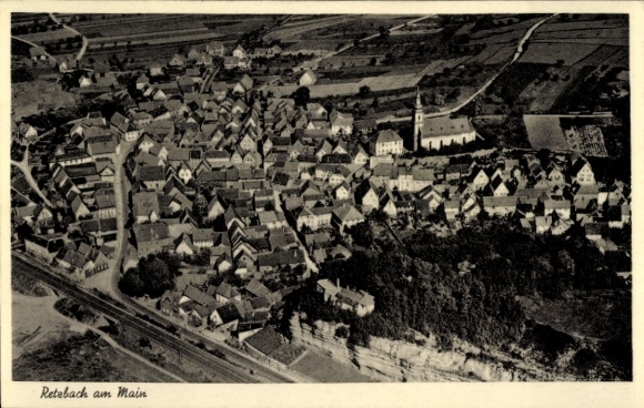 Postcard Retzbach Zellingen in Lower Franconia, aerial photograph