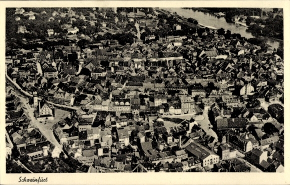 Postcard Schweinfurt in Lower Franconia Bavaria, aerial photograph