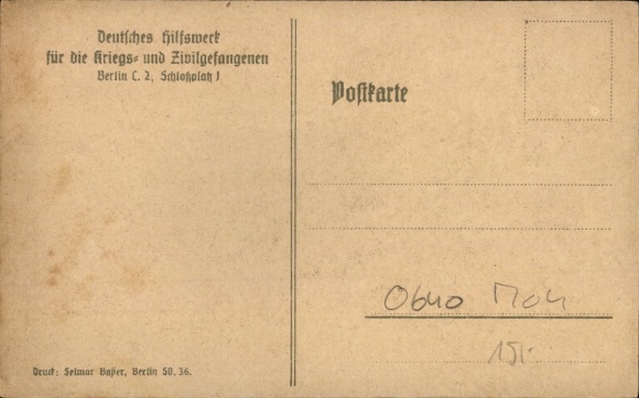 Artist Postcard German Relief Organization for War and Civilian Prisoners, Prisoners at Penal Labor