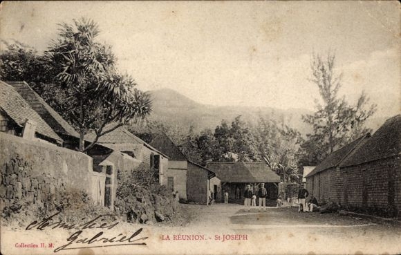Ak Saint Joseph Réunion, stadsgezicht, woongebouwen