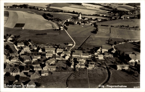 Ak Schmidham Ruhstorf an der Rott Niederbayern, Fliegeraufnahme