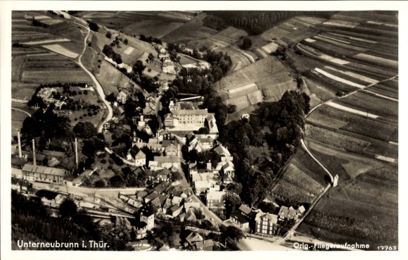 Postcard Unterneubrunn Schleusegrund Thuringia, aerial photograph of Thuringia, rural surroundings, postca