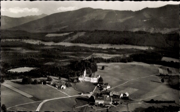 Postcard Wies Steingaden in Upper Bavaria, Wieskirche, Pilgrimage Church of Wies, Panorama